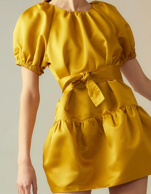 Luna Tulip Satin Mini Dress-Gold