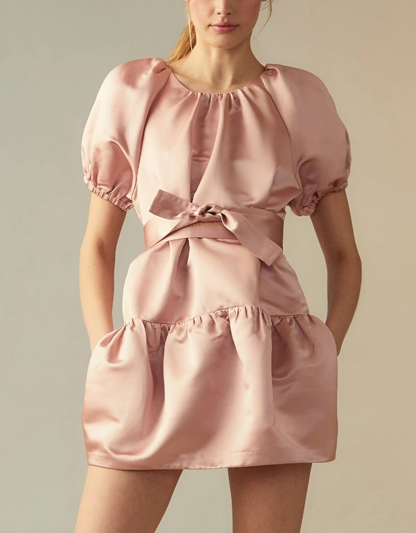Cynthia Rowley Luna Tulip Satin Mini Dress-Pink