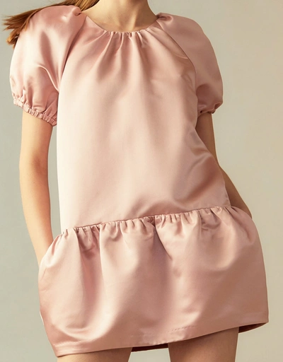 Luna 鬱金香緞面迷你裙洋裝-Pink