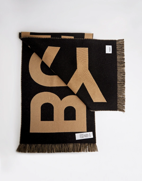 Burberry Logo Wool Two-Tone Jacquard Scarf