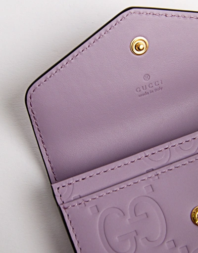 GG Leather Embossed Card Case