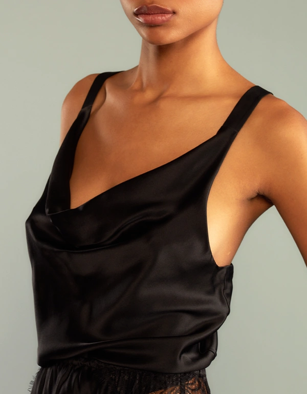 Cynthia Rowley Lya Silk Sleeveless Top-Black