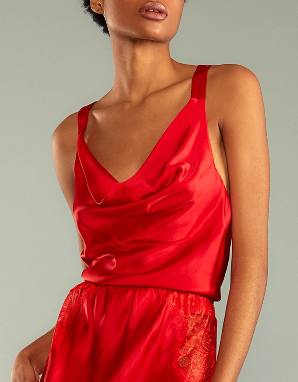 Cynthia Rowley Lya Silk Sleeveless Top-Red