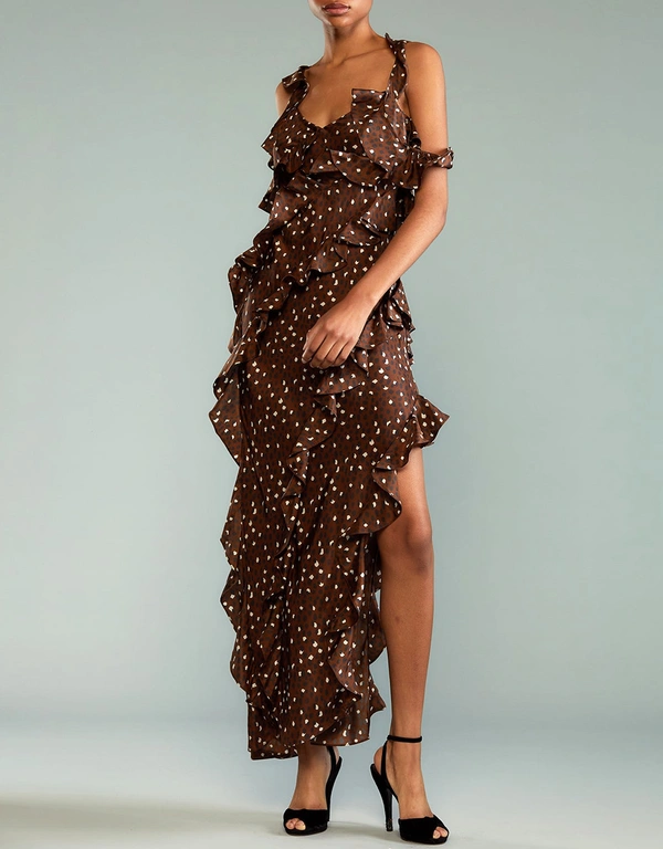 Cynthia Rowley Pippa Silk Ruffle Midi Dress