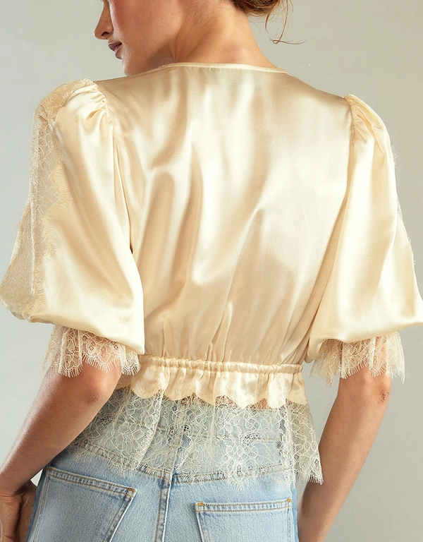 Cynthia Rowley Lure Lace Blouse-Ivory