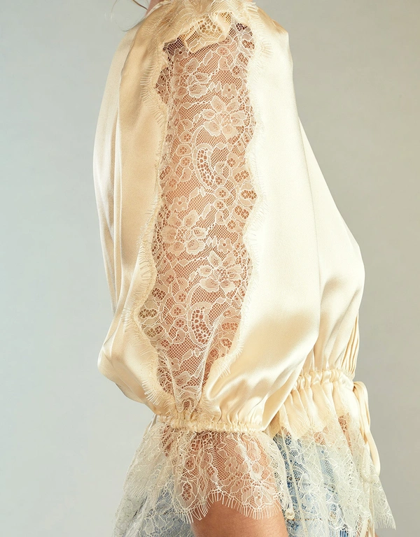 Cynthia Rowley Lure Lace Blouse-Ivory
