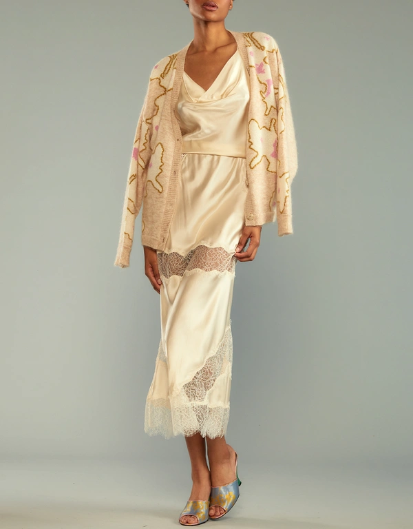 Cynthia Rowley Lya Silk Lace Midi Skirt-Ivory
