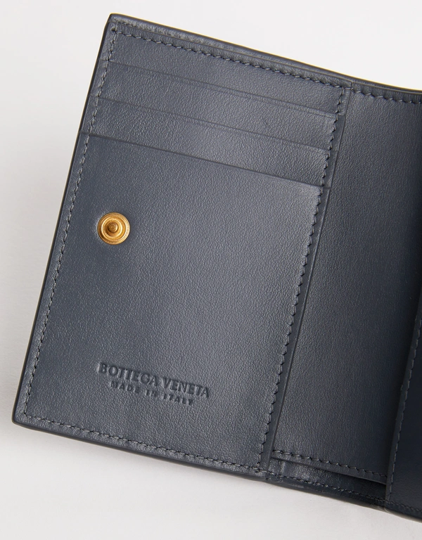 Bottega Veneta Small Intrecciato Bi-Fold Zip Wallet