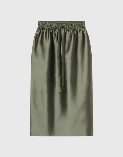 Penny Taffeta High-Waisted Midi Skirt