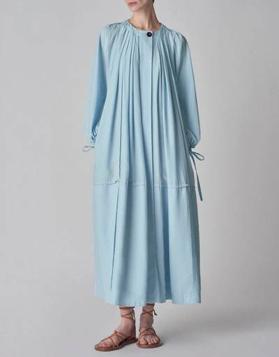 Habotai Bubble Maxi Dress-Blue