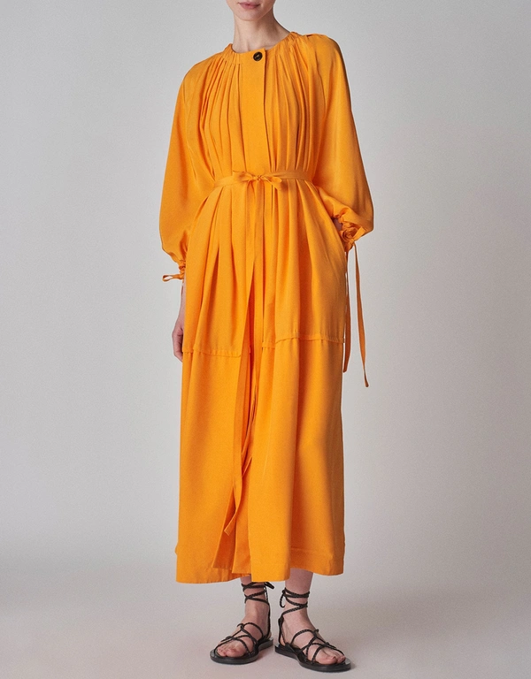 Co Habotai Bubble Midi Dress-Orange