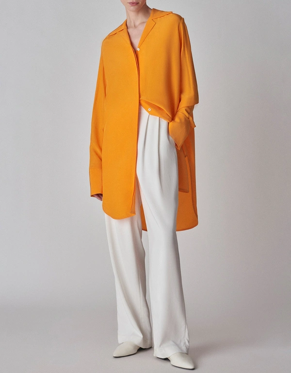 Co Habotai Shirt Midi Dress-Orange