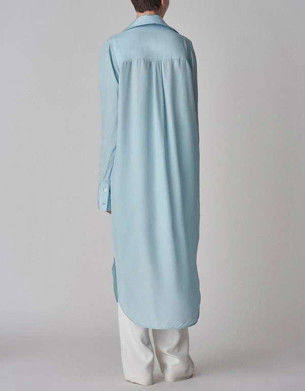Co Habotai Shirt Midi Dress-Blue