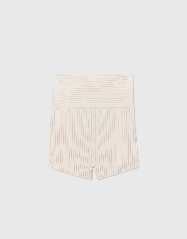 Co Silk Knit Shorts-Ivory