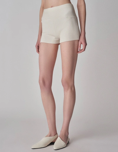 Silk Knit Shorts-Ivory