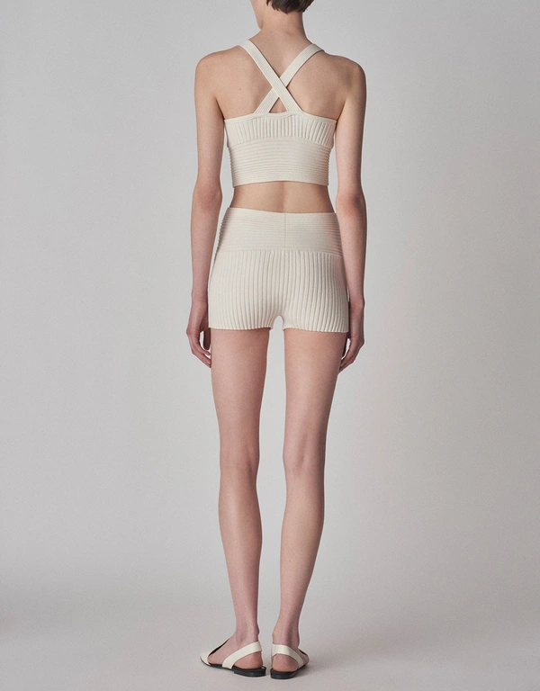Co Silk Knit Shorts-Ivory