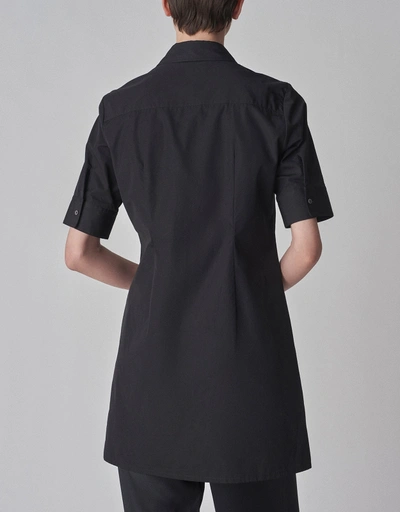 Fitted Shirt Mini Dress-Black