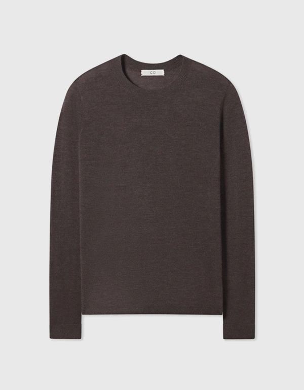 Co Cashmere Crew Neck Sweater-Brown