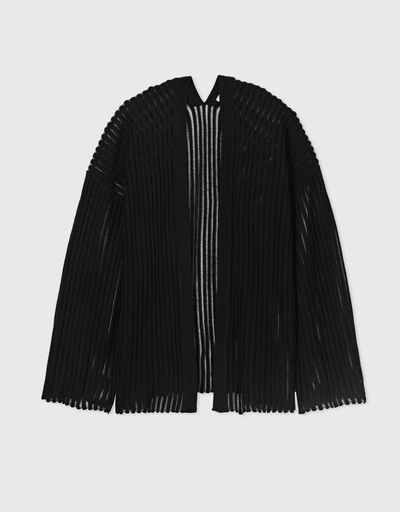 Cardigan in Cashmere Silk Knit-Black