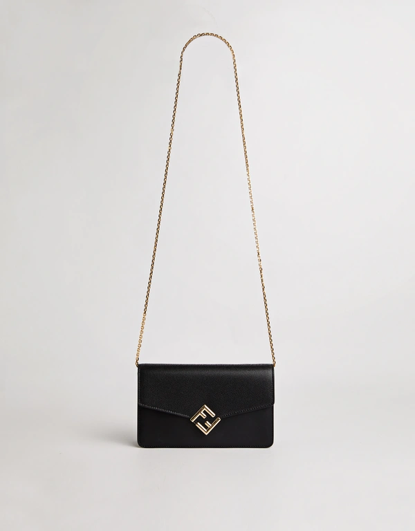 Fendi FF Diamonds Logo Shoulder Chain Strap Wallet