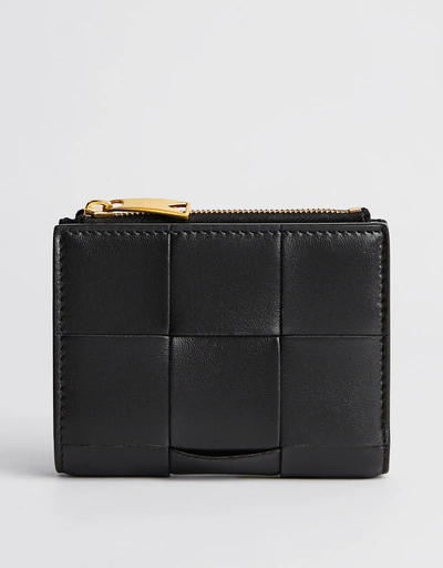 Cassette Small Intreccio Leather Bi-Fold Zip Wallet