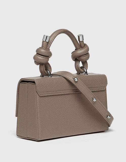 Mary Mini Pebble Leather Box Crossbody Bag-Taupe