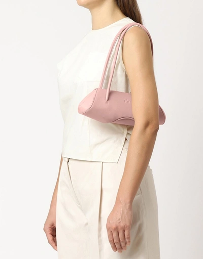Elizabeth Mini Milled Leather Baguette Shoulder Bag-Blush