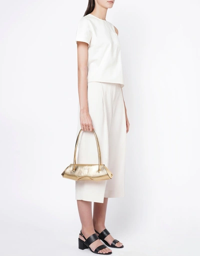 Elizabeth Mini Milled Leather Baguette Shoulder Bag-Gold