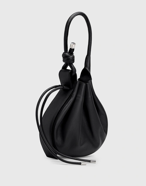 Ina Medium Milled Leather Shoulder Bag-Black