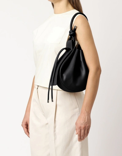 Ina Medium Milled Leather Shoulder Bag-Black