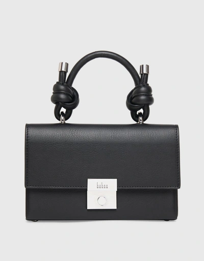 Mary Leather Box Crossbody Bag-Black