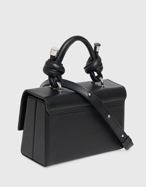 Mary Leather Box Crossbody Bag-Black
