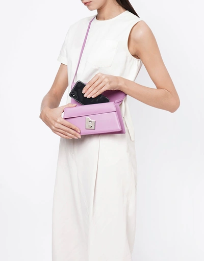 Simone Milled Leather Front-Flap Crossbody Bag-Orchid