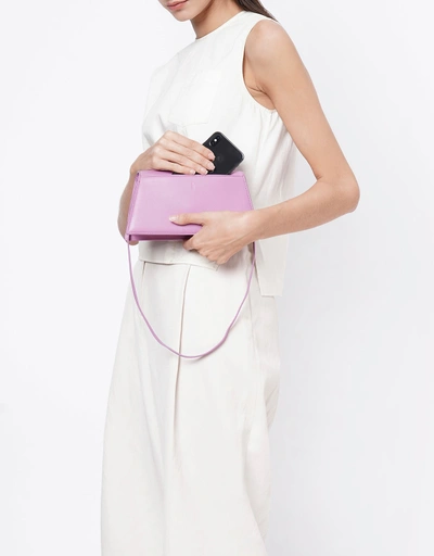 Simone Milled Leather Front-Flap Crossbody Bag-Orchid