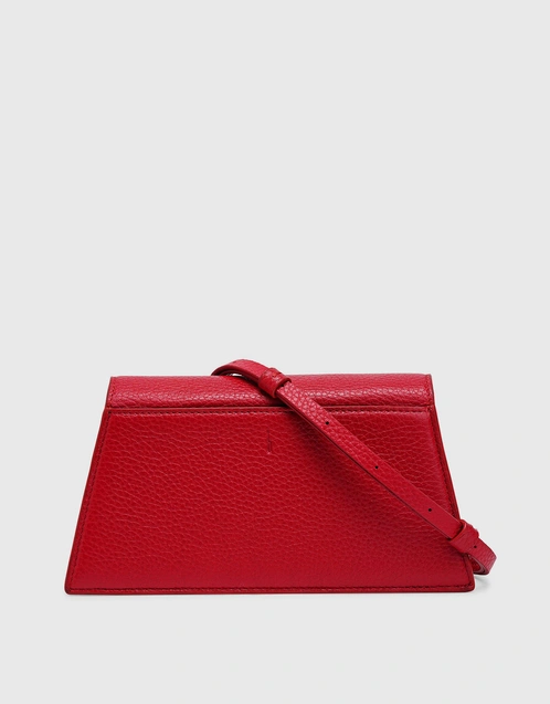 Simone Pebble Leather Front-Flap Crossbody Bag-Red