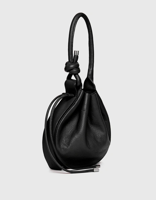 Ina Medium Pebble Leather Shoulder Bag-Black