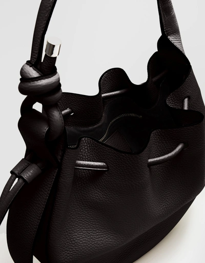 Ina Medium Pebble Leather Shoulder Bag-Black