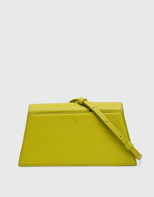 Simone Milled Leather Front-Flap Crossbody Bag-Lime Green