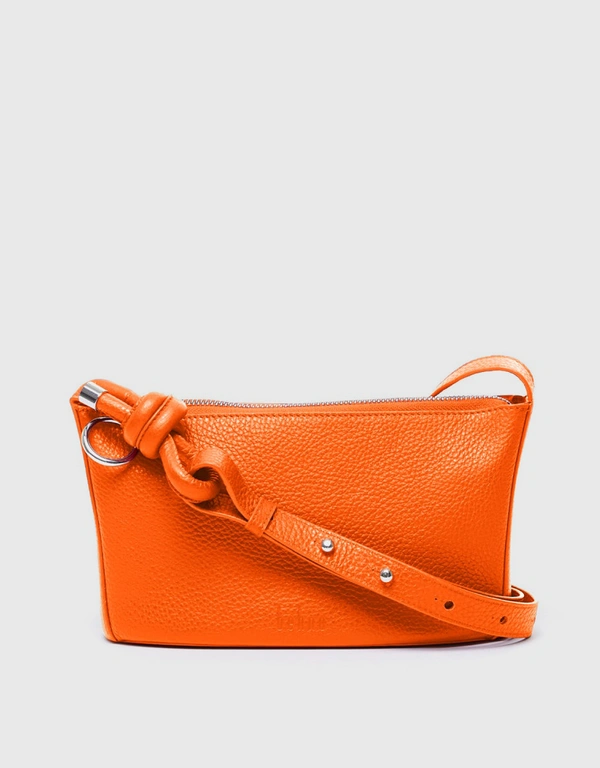 Behno Janae Pebble Leather Top-Zip Crossbody Bag-Saffron