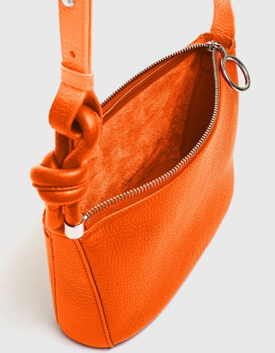 Janae Pebble Leather Top-Zip Crossbody Bag-Saffron