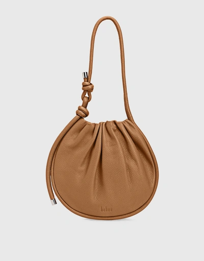 Ina Potli Medium Pebble Leather Shoulder Bag-Almond