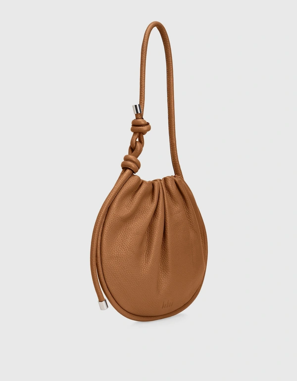 Behno Ina Potli Medium Pebble Leather Shoulder Bag-Almond