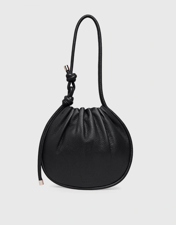 Behno Ina Potli Medium Pebble Leather Shoulder Bag-Black