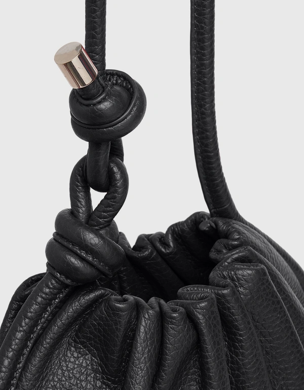 Behno Ina Potli Medium Pebble Leather Shoulder Bag-Black