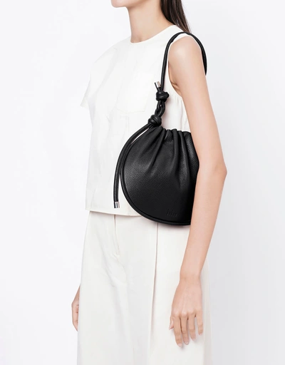 Ina Potli Medium Pebble Leather Shoulder Bag-Black