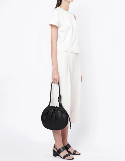 Ina Potli Medium Pebble Leather Shoulder Bag-Black
