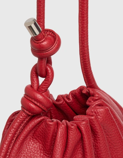 Ina Potli Medium Pebble Leather Shoulder Bag-Red