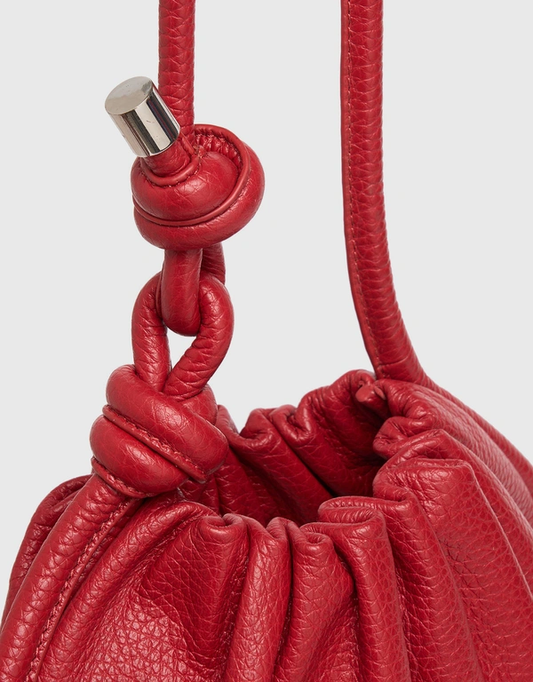 Behno Ina Potli Medium Pebble Leather Shoulder Bag-Red