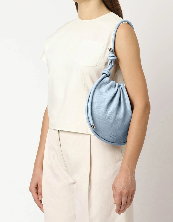Behno Ina Potli Medium Pebble Leather Shoulder Bag-Pale Blue