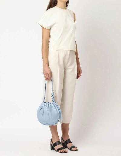 Ina Potli Medium Pebble Leather Shoulder Bag-Pale Blue